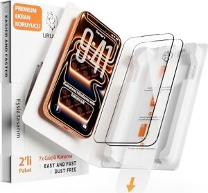 Premium iPhone 16 Pro Max Ekran Koruyucu 2'li Paket, Ultra Hd Netlik & Ince Siyah Çerçeve, 9h+ Kırılmaz Cam, Tam Kaplama, Ultrafit Kurulum Aparatı ile