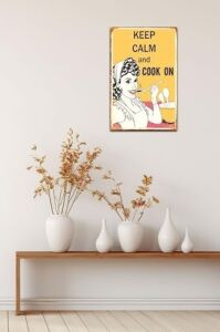 Kuşe Kağıt Duvar Posteri Keep Calm And Cook On Retro Vintage DRTR0029