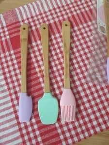 Qullex 3'lü Spatula Seti,ahşap Saplı Silikon Spatula Seti