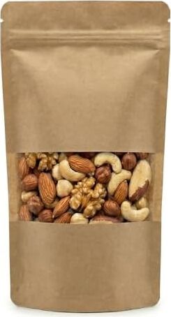 Meldoro Pencereli Kraft Doypack Kilitli Poşet (13X22,5 Cm) - 50 Adet - Dik Duran Kilitli Torba, Orta Boy (Yaklaşık 250 gr Malzeme Için)