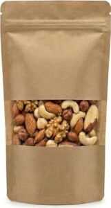 Meldoro Pencereli Kraft Doypack Kilitli Poşet (13X22,5 Cm) - 50 Adet - Dik Duran Kilitli Torba, Orta Boy (Yaklaşık 250 gr Malzeme Için)