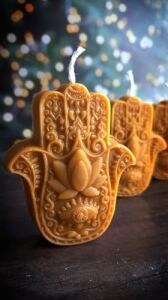Balmumu Mum (1 Adet) Bereket Eli Hamse Doğal Petek Bal Mumu Mum Beeswax Candle