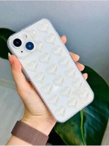 Iphone 13-14 ile Uyumlu Kabartma Balon Kalp Tasarımlı Şeffaf Kılıf