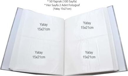 15X21CM 200 Fotoğraf Kapasiteli Ciltbezli Lüks Fotoğraf Albümü Mavi