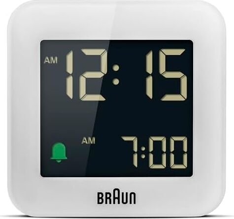 BC08W Dijital Seyahat Çalar Saati, Beyaz, Erteleme, Kompakt Boyut, Negatif LCD Ekran, Hızlı Ayarla, Artışlı Bip Alarmı.