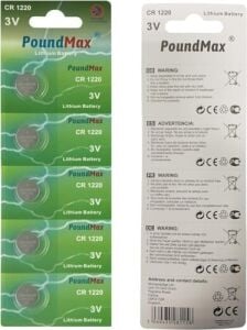5 Adet CR1220 DL1220 1220 LIR1220 3V Poundmax Lityum Pil Lityum Düğme Pil, Küçük Elektronik Cihazlar Için Araba Anahtarları, Uzaktan Kumandalar, Teraziler, Saatler Ölçüm Cihazları ve Hesap Makineleri