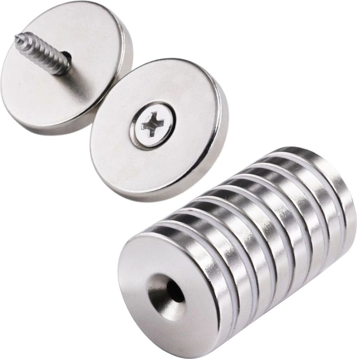 50 Adet 25X10/5X5,5 mm Neodyum Mıknatıs Havşa Delikli Magnet Vida Atılabilir N35 Nikel Paslanmaz