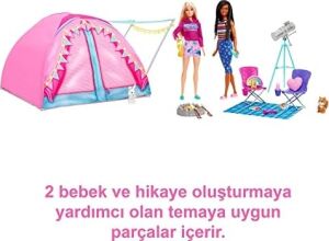 Malibu ve Brooklyn Kampta™ Oyun Seti 2  Bebek, Çadır ve Aksesuarlarıyla It Takes Two™ Kamp Oyunu Seti HGC18