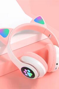 Kulak Üstü Bluetooth Kulaklık - Renk: Pembe, Bluetooth Versiyon: 5.0, Mikrofon, Özellik: Kablolu