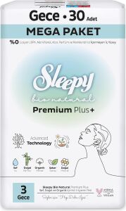 Bio Natural Premium Plus Hijyenik Ped Mega Paket Gece 30 Adet