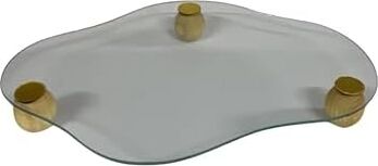 Ahşap Ayaklı Cam Sunum Tepsi 25X32 Şık Tasarım