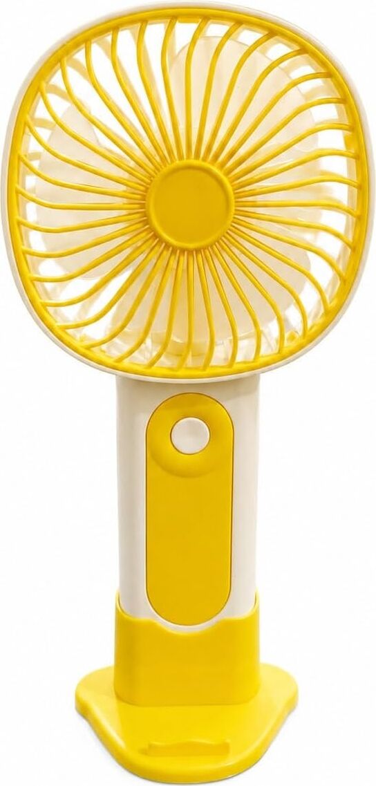 Mini El Fanı USB Şarjlı Type-C Bağlantılı 3 Kademeli Taşınabilir Elektrikli Fan Masaüstü ve El Tipi Kullanım Sarı Renk Serinletici Fan