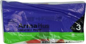 Armaplus Takviyeli Çanta Poşet Beyaz Üzeri Desenli 30X45 50 Adet No:3