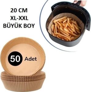 Baker Home Airfryer Pişirme Kağıdı Air Fryer Yağsız Pişirme Kağıdı Airfryer Markalarının Tüm Modelleri ile Uyumlu Büyük Boy 50 Adet-20 cm (Xl-Xxl)