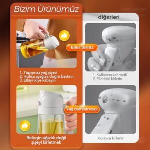 Yarramate Pişirme Için Yağ Püskürtücü, Mutfak Için 2'si 1 Arada Zeytinyağı Dispenseri Şişesi, 16OZ/470ML Premium Cam Yeşil Kabı, Hava Fritözü, Salata, Kızartma, Barbekü Için Gıda Sınıfı Mister