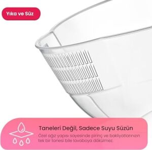 Hobby Life 3.5 Litre Şeffaf Pirinç Süzgeci – Islatma ve Yıkama Hazneli, Tane Kaybını Önleyen Akıllı Bakliyat Yıkama Kabı