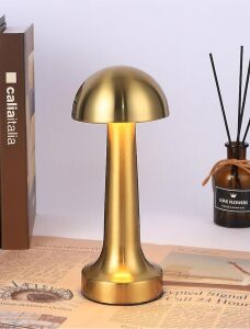 Şarjlı Masa Lambası Dimmerli Dekoratif Abajur Cata Lizbon Gold Dokunmatik Sunum Lambası 3 Renk Modu