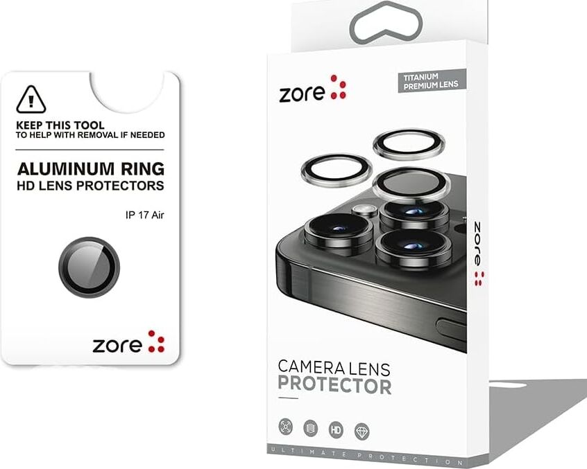 Senon Apple iPhone 17 Air Için Zore Cl-12 Premium Safir Parmak Izi Bırakmayan Anti-Reflective Kamera Lens Koruyucu (Siyah)