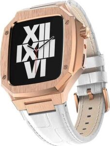 ​​​apple Ile Uyumlu Watch 44MM Krd-67 Kordon Beyaz-Rose Gold