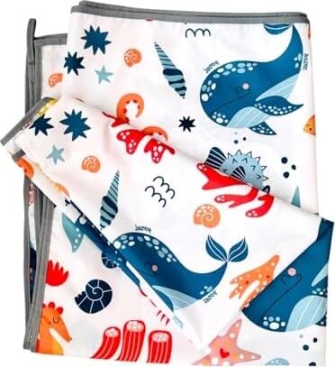 Seaworld Sıvı Geçirmeyen Çok Amaçlı Aktivite Örtüsü, Yer, Masa ve Yatak Için, Makinede Yıkanabilir, 145X100CM