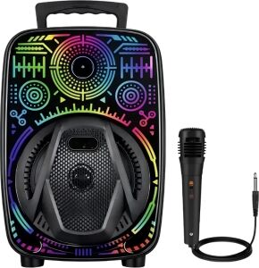 8 Inç Karaoke Hoparlör USB Aux Fm Destekli Işıklı Speaker