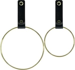 Pratikoutdoor Deri Havlu Askısı, Ikili Metal Kulplu Havlu Askısı - Gold