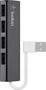 4 Usb-A Girişli Hub, USB 2.0, Ultra Slim, Siyah