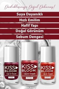 Kıss & Bloom Doğal Görünümlü Dudak ve Yanak Renklendirici Lip & Cheek Peach 11 ml