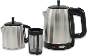 STM-5845 Çelik Elektrikli Çay Makinesi Inox Çaycı 2-In-1 Demlik Su Isıtıcı 1600W Otomatik Kapama