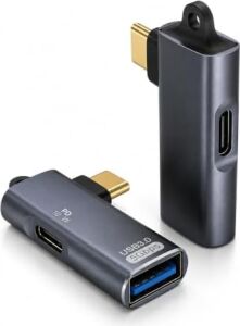Type-C Otg 2-In-1 Adaptör Pd 10W Hızlı Şarj USB 3.0 5gbps Type-C ve Usb-A Bağlantı Mobil Tablet Notebook Için | ADS-617 (Gri - Pd 10W)