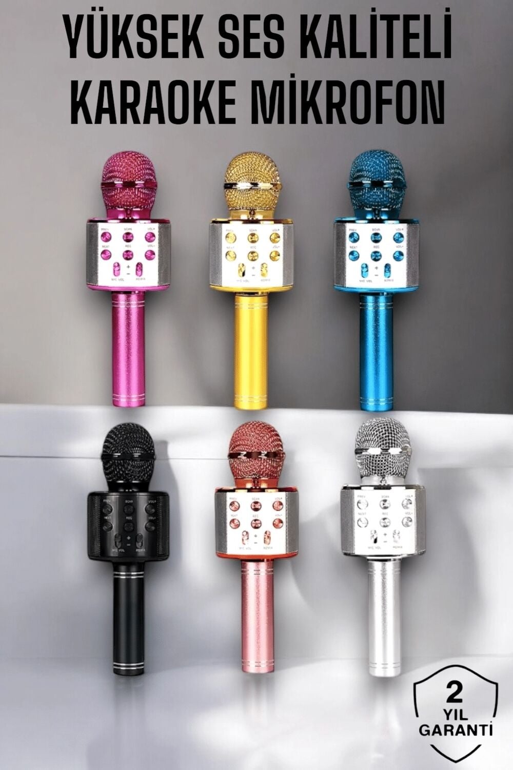 Kablosuz Bluetooth Karaoke Mikrofon USB ve Aux Girişli, Yüksek Ses Kalitesi