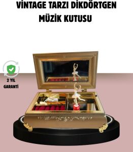 Balerinli Müzikli Takı Kutusu Piyano Tasarım Kız Çocuk Hediyelik