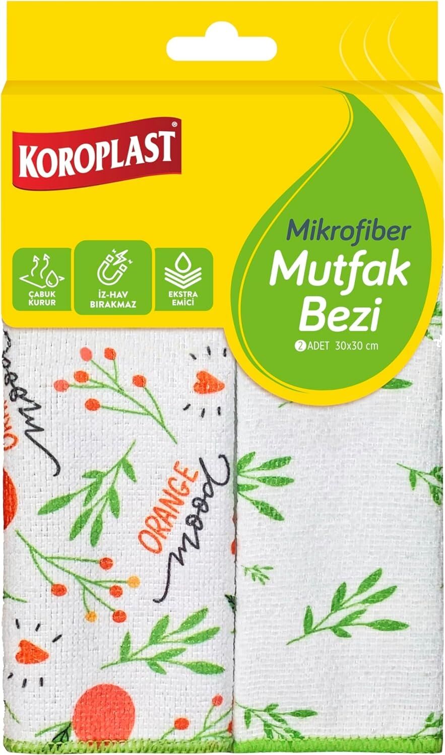 Mikrofiber Mutfak Bezi 2'li Set, Hızlı Kuruyan Uzun Ömürlü Mikrofiber Temizlik Bezi Seti, Yüksek Toz ve Sıvı Emiş Gücü, Mutfak, Ofis, Ev Için Tüy ve Çizik Bırakmayan Temizlik Bezi