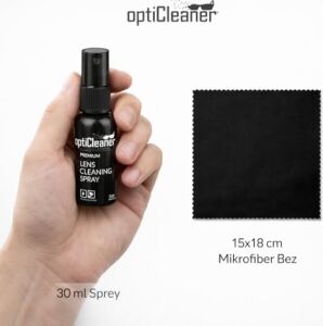 Premium Lens Temizleme Kiti, 30ML Sprey ve 15X18CM Mikrofiber Bez, Gözlük, Telefon, Laptop, Kamera Lensleri Için