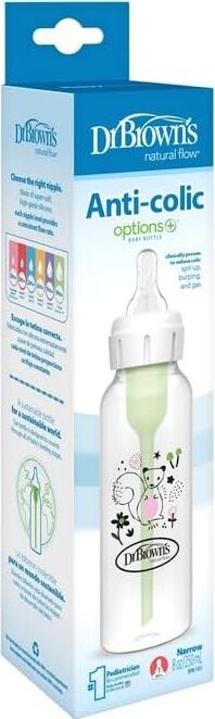8 Oz/ 250 ml Dar Ağız Anti-Kolik Pp Sincap Desenli Biberon, Tekli Paket
