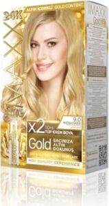 Serisi 24K Altın Parçacıklı Serum ile 1 Kutu 2 x 50 ml ve Geliştiriciler Saç Boyası (Buğday Sarısı 9.0)