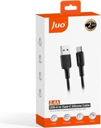 12W Usb-A To Type-C Silikon Hızlı Şarj ve Data Kablosu Siyah 2 Metre