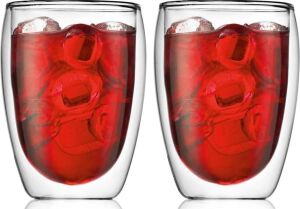 Çift Cidarlı Cam Bardak, Meşrubat Bardağı 300 Ml, Beyaz, Elde Yıkanabilir, 2 Adet Set - 12772