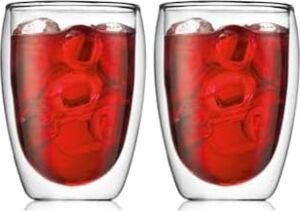 Çift Cidarlı Cam Bardak, Meşrubat Bardağı 300 Ml, Beyaz, Elde Yıkanabilir, 2 Adet Set - 12772