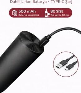 Otomatik Şarjlı Elektrikli Şarap Açacağı Tek Tuşla Mantarkaldırma - Elektrikli Tirbuşon
