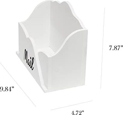 Elegant Designs HG2020-WHT Ev Odunu Çiftlik Evi Ahşap Dekoratif Zarf Şekilli Masaüstü Mektup Tutucu, Fatura Düzenleyici, Saklama Kutusu, Dekoratif, Tezgah, Ofis Için Posta Siyah Yazı