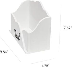 Elegant Designs HG2020-WHT Ev Odunu Çiftlik Evi Ahşap Dekoratif Zarf Şekilli Masaüstü Mektup Tutucu, Fatura Düzenleyici, Saklama Kutusu, Dekoratif, Tezgah, Ofis Için Posta Siyah Yazı