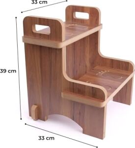 Ahşap Montessori Kaymaz Basamak Tabure – Banyo ve Lavabo Yükseltici Merdiven, 36X36X40 Cm, Mdf Melamin Kaplama