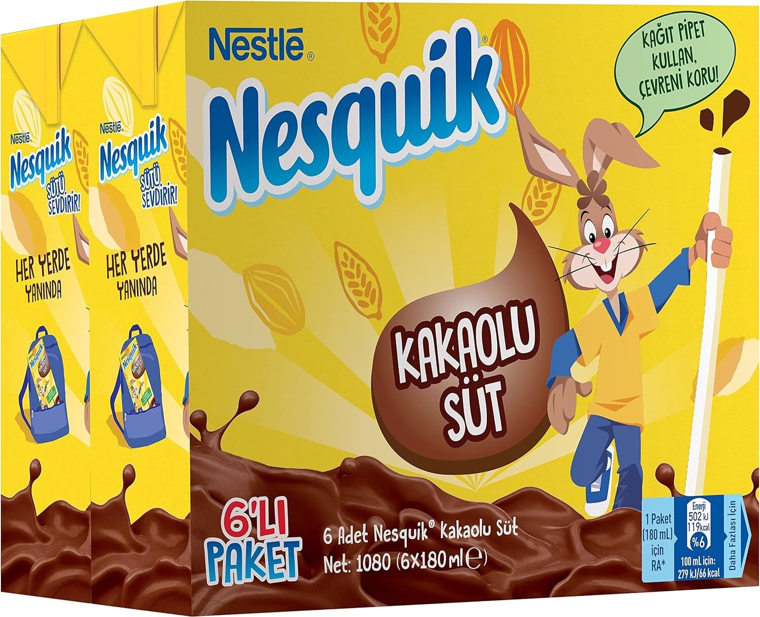 Kakaolu Süt 6'lı Paket (6 x 180 Ml)