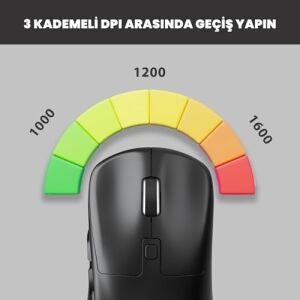 WS216 Kablosuz 1600DPI 7 Tuşlu Sessiz Pc, Mac, Dizüstü Bilgisayar Için, USB Mini Alıcı ile Optik Mouse Siyah (Siyah)