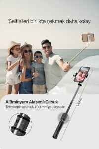 LED Işıklı Selfie Çubuğu Bluetooth Kumandalı Kablosuz Tripot Selfie Monopod Selfie Stick (Pembe)