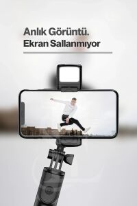 LED Işıklı Selfie Çubuğu Bluetooth Kumandalı Kablosuz Tripot Selfie Monopod Selfie Stick (Pembe)