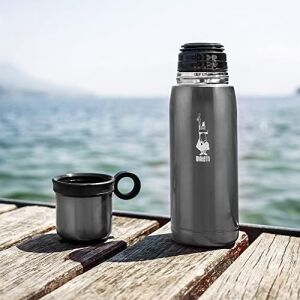 - Termos - 460ML - Koyu Gri Renk - Paslanmaz Çelik - Çift Katmanlı - 12 Saat 24 Saat Soğuk Tutar - Bardaklı Kapak Özelliği