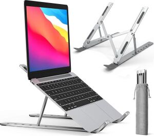 Notebook Standı 2in1 Katlanabilir Taşınabilir Folding Alüminyum Dizüstü Bilgisayar Standı Açısı Ayarlanabilir 7 Kademeli