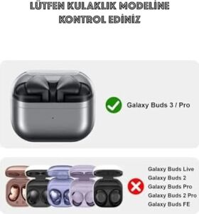 Nanospace  Galaxy Buds3 -  Galaxy Buds3 Pro Ile Uyumlu Kılıf Kancalı Yıkanabilen Silikon Kılıf (Kırmızı)